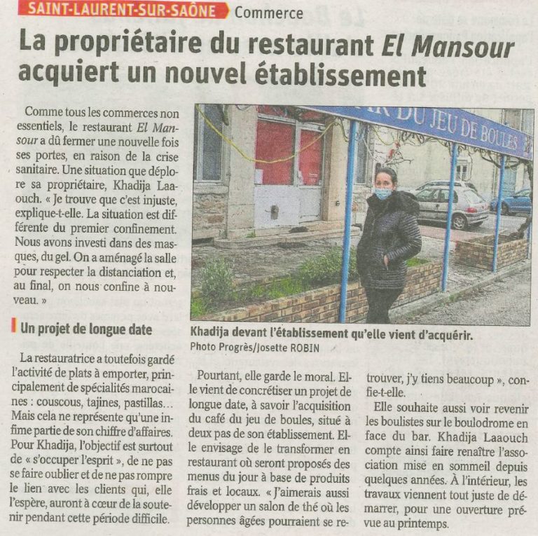 La propriétaire du restaurant El Mansour acquiert un nouvel établissement