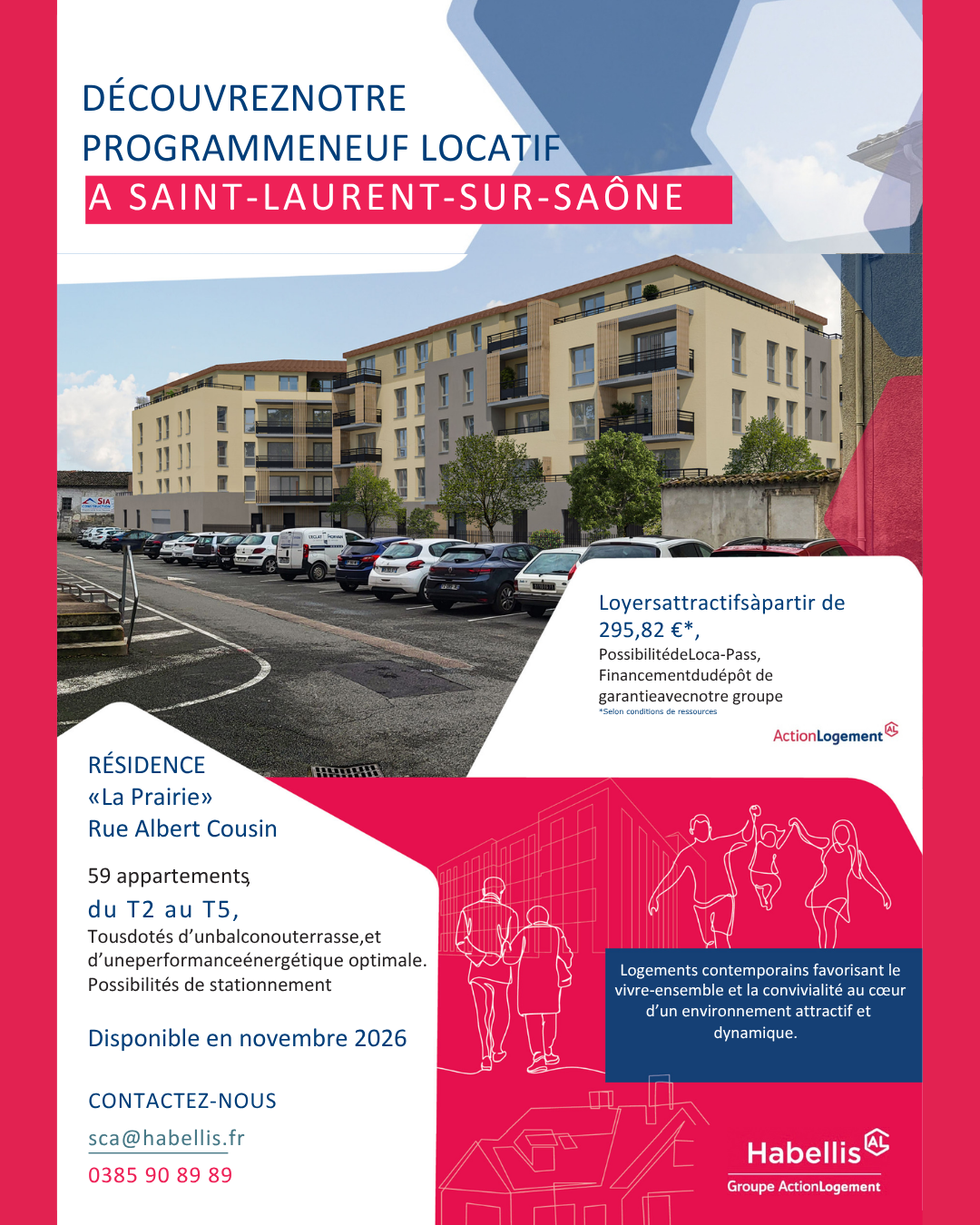 Programme locatif neuf La Prairie, rue Albert Cousin, Saint-Laurent-sur-Saône - Habellis, groupe Action Logement