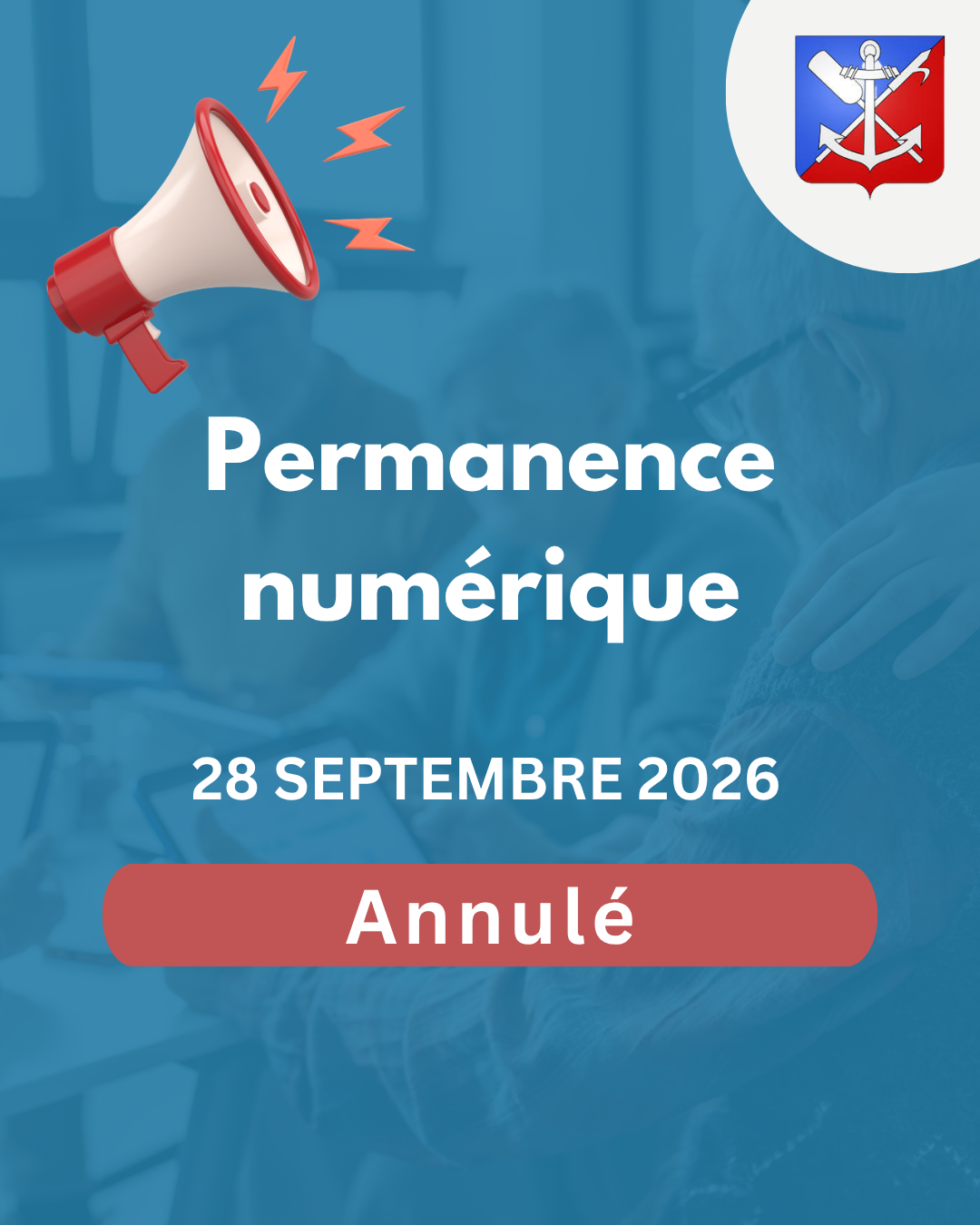 Affiche annonçant l'annulation de la permanence numérique du 28 septembre 2026 à Saint-Laurent-sur-Saône